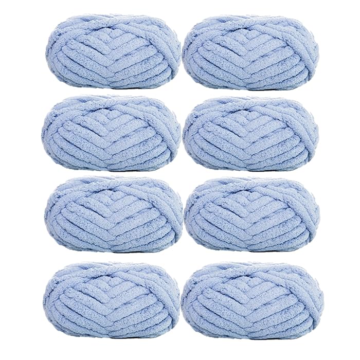Buy Grey Chenille Yarn for Big Chunky Blanket,8 Pack Super Bulky Soft