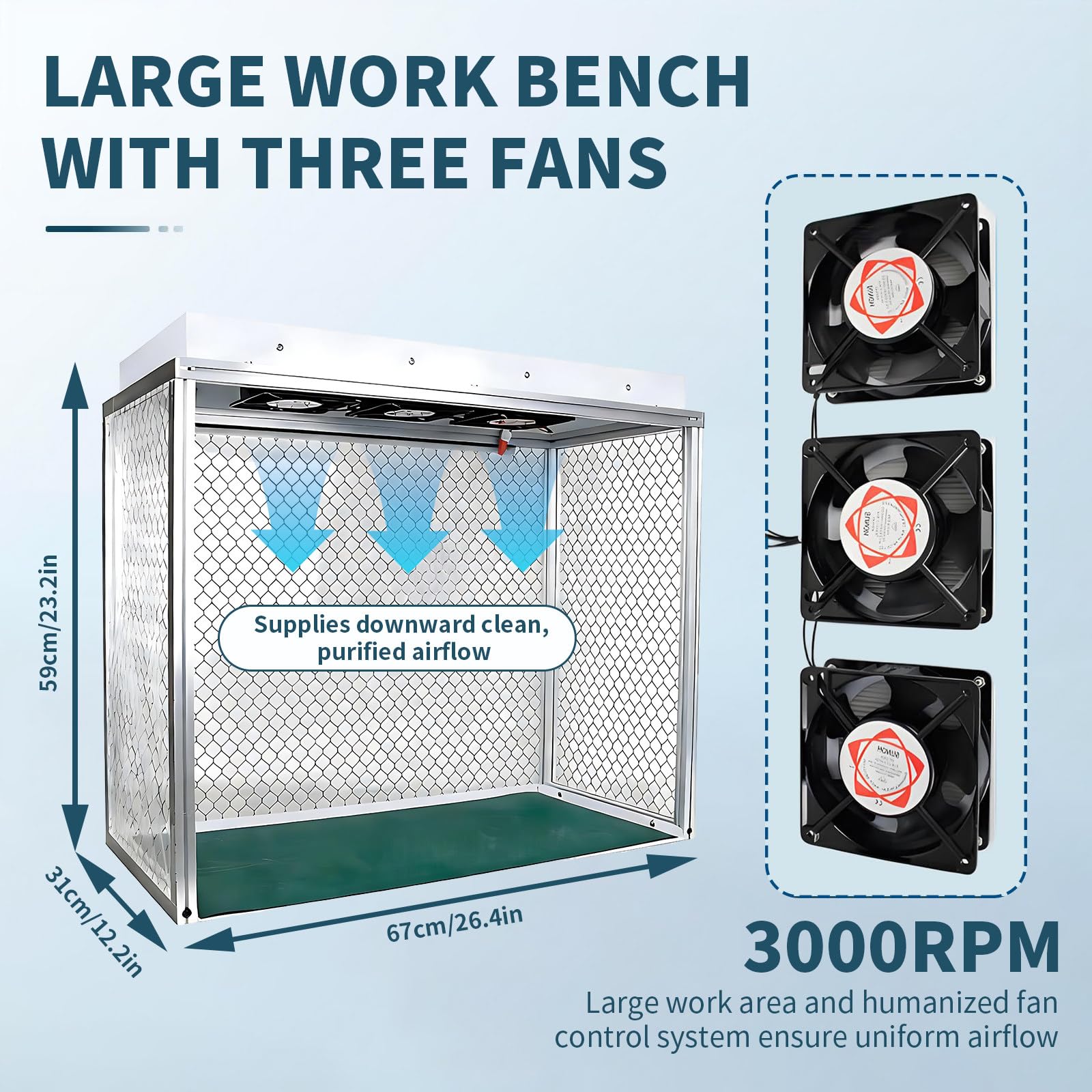 Vertical Laminar Flow Hood, Mycology, Laminar Flow Cabinet, Airflow, Clean Bench with Hepa Filter, Dust-Free Work (26.4 X 12.2 X 23.2 in Workbench)