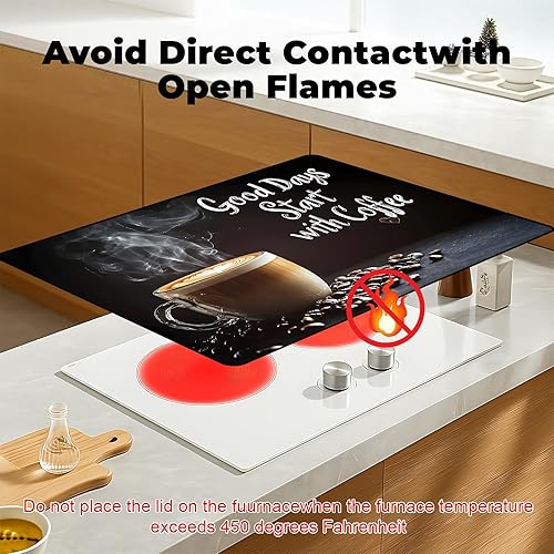 Miniatura 3 de Cubierta de estufa de vidrio resistente al calor con revestimiento de goma antideslizante – Protector de estufa eléctrica, resistente a los