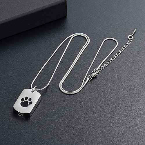 Miniatura 8 de BAOWIQI Collar de urna de cremación para cenizas para mascotas, joyería conmemorativa de cenizas con estampado de patas, colgante de recuerdo, deja