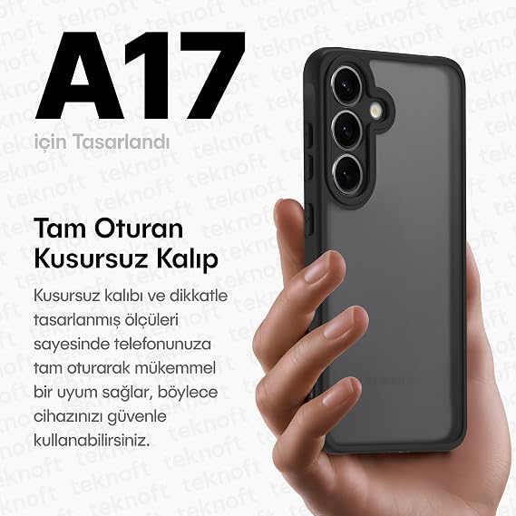 Teknoft Samsung Galaxy A17 için Basic Serisi Yükseltilmiş Lens Çerçeveli Ultra Güçlü Darbeye Dayanıklı Yumuşak Silikon Mat Kılıf (Galaxy A17)