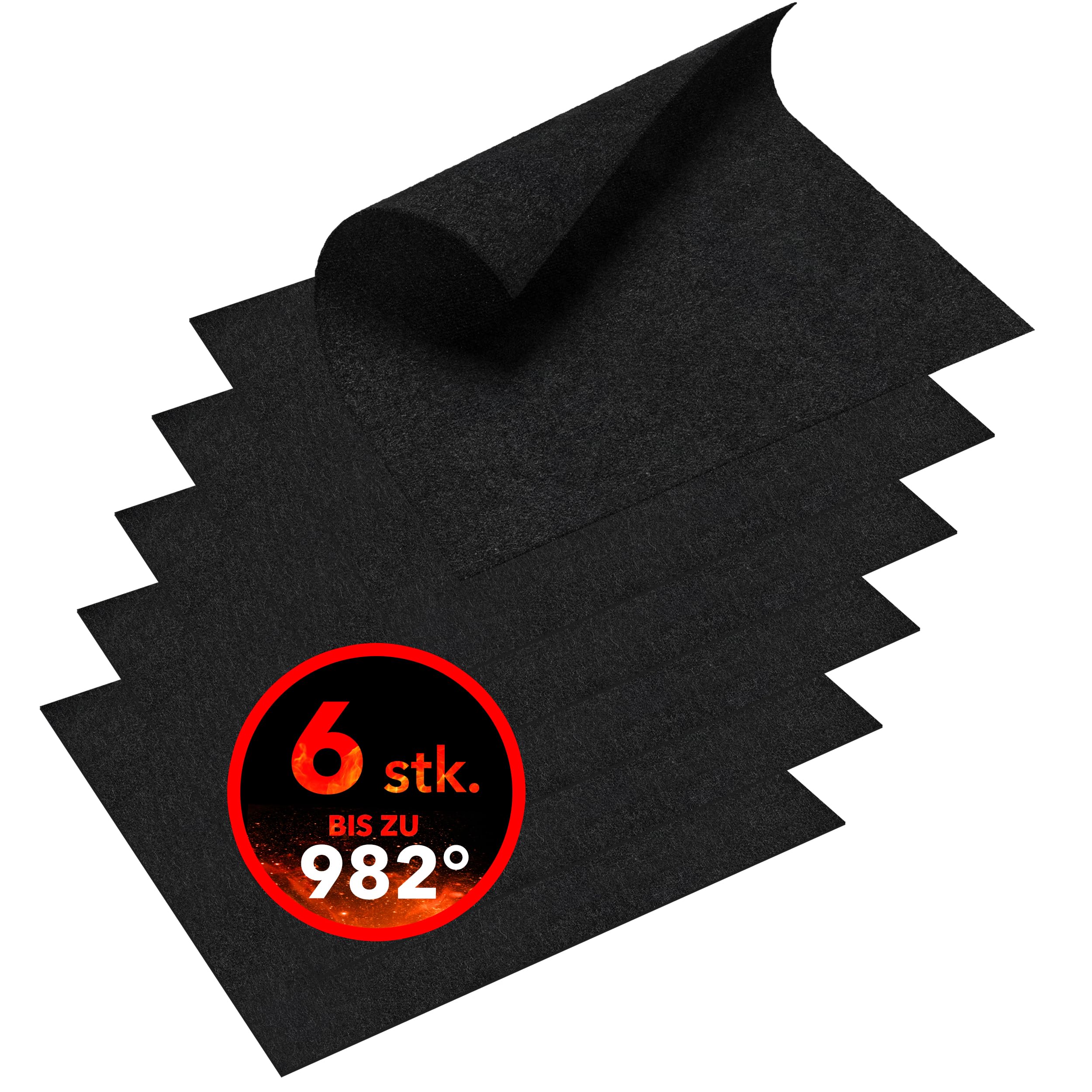 EVOCAMP Feuerfeste Unterlage 30x30 cm, 6 STK - Hitzebeständige Unterlage bis 982 °C - feuerfeste Matte, feuerfeste Unterlage für Kaffeemaschinen, Wasserkocher und andere Küchengeräte