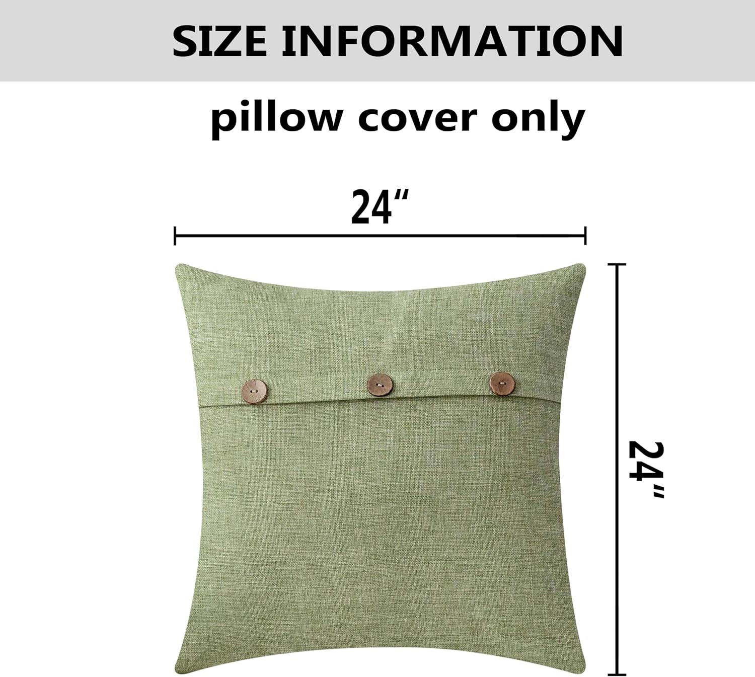 Home Brilliant Green Spring Pillow Covers 24 x 24 Button Decorative Throw Pillow Covers for Couch Bench Decor, Set of 2, 24x24, Grass Green