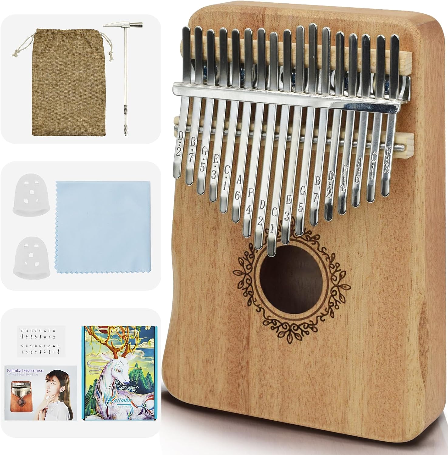 Kalimba Thumb Piano 17 Key,Mbira Instrument,Musical Gift for Kids & Adults