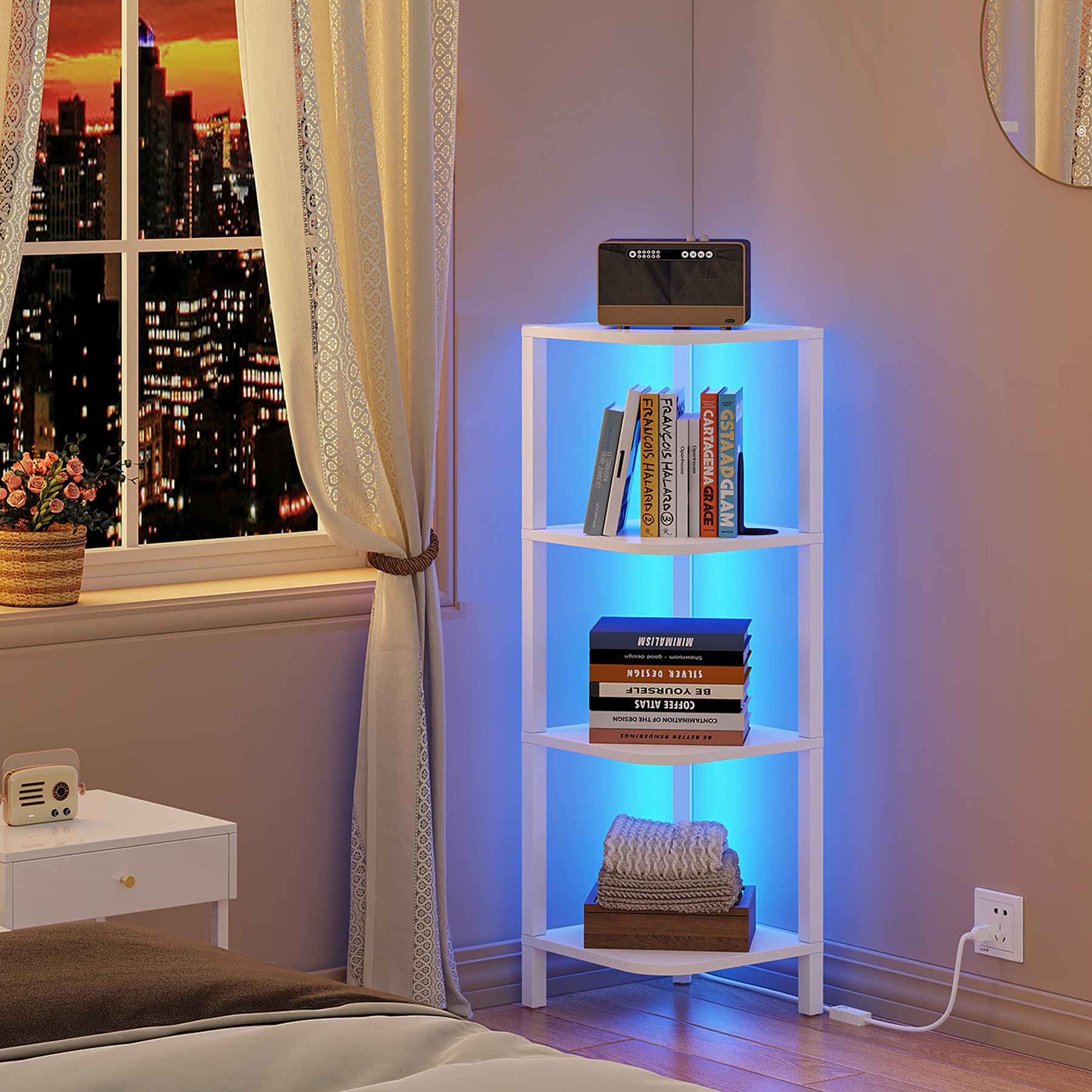 TUTOTAK LED Corner Bookshelf - Storage & Display -27