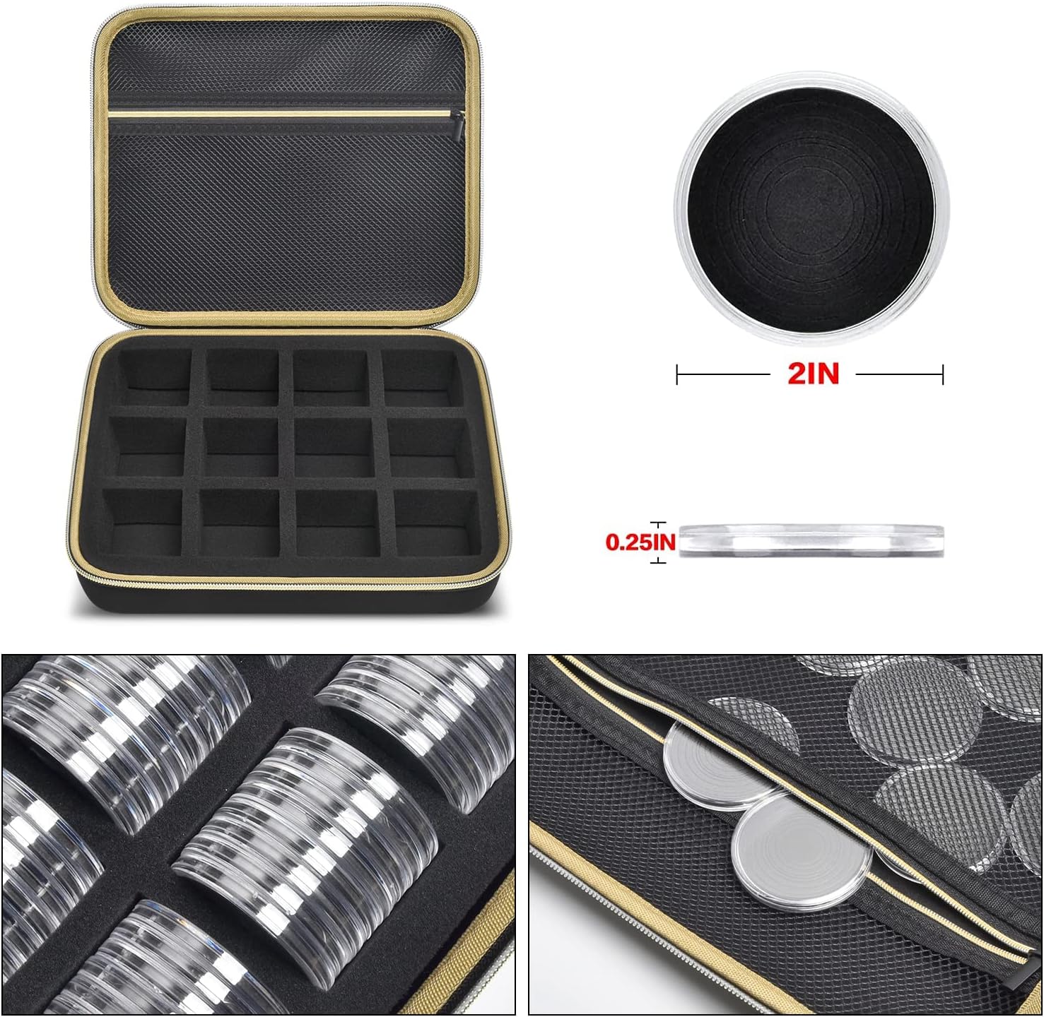 PAIYULE 96 Pieces 46mm Coin Capsules with Foam Gasket & Plastic Storage Box image 3