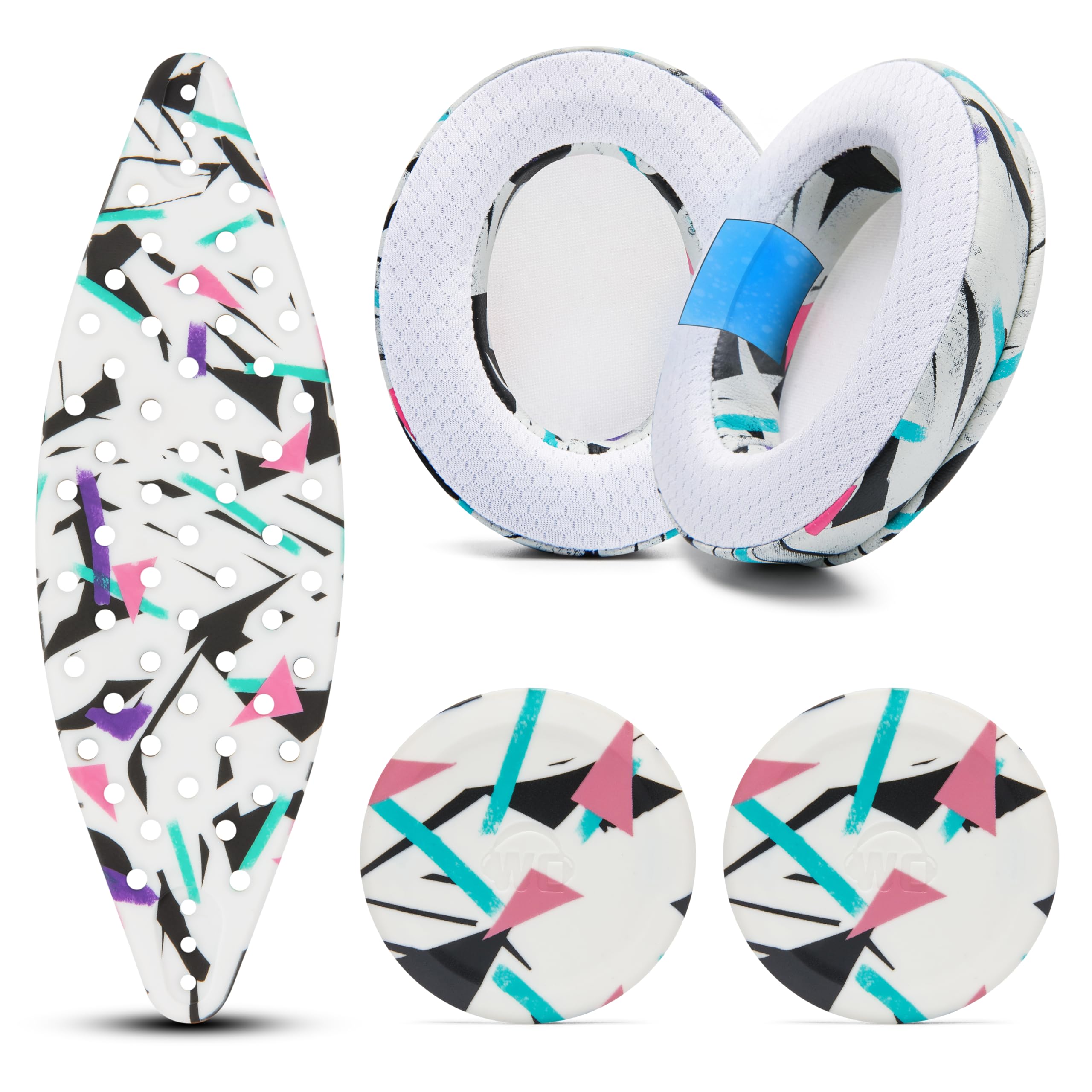 WC Modkit Arctis Nova 7 – Almohadillas de Gel, Diadema Ancha y Placas Laterales compatibles con Arctis Nova 7, 5, Pro Wired y más, Fabricados por Wicked Cushions | 90's White