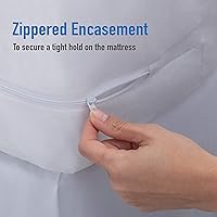 Vista 3 de Home Details Protector de colchón Twin Deluxe Funda de cremallera completa Impermeable Ajuste elástico de 12 pulgadas de profundidad Blanco