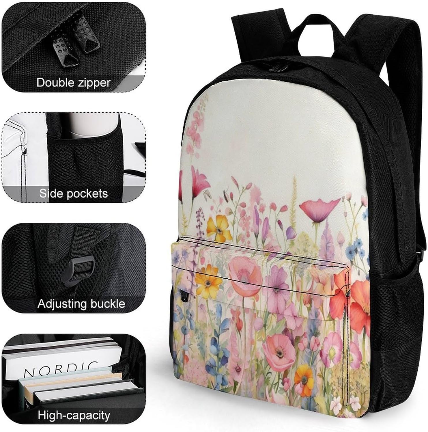 Butterfly Garden in Watercolor Backpack Daypack Travel Backpack | Lightweight Casual Laptop Backpack for Women Men Aesthetic Travel Bag for Weekender Business Hiking Outdoor