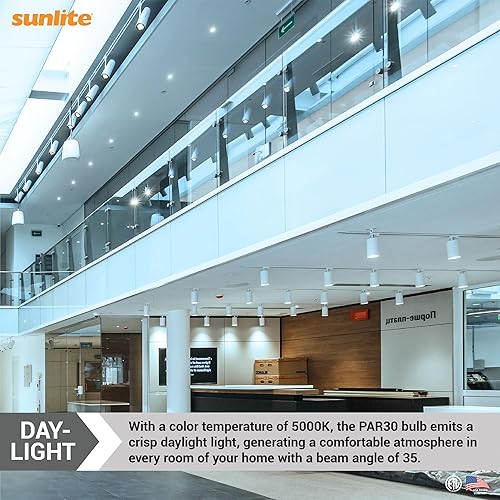 Miniatura 4 de Sunlite Bombilla LED PAR30 empotrable de cuello largo, 9 W, (ecualizador de 75 W), 850 lm, base E26 media, regulable, certificación ETL, ángulo