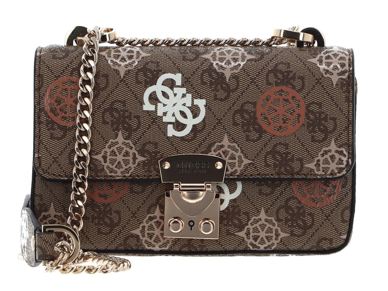 GUESSEliette Mini Convertible Crossbody Flap, Latte Logo Multi