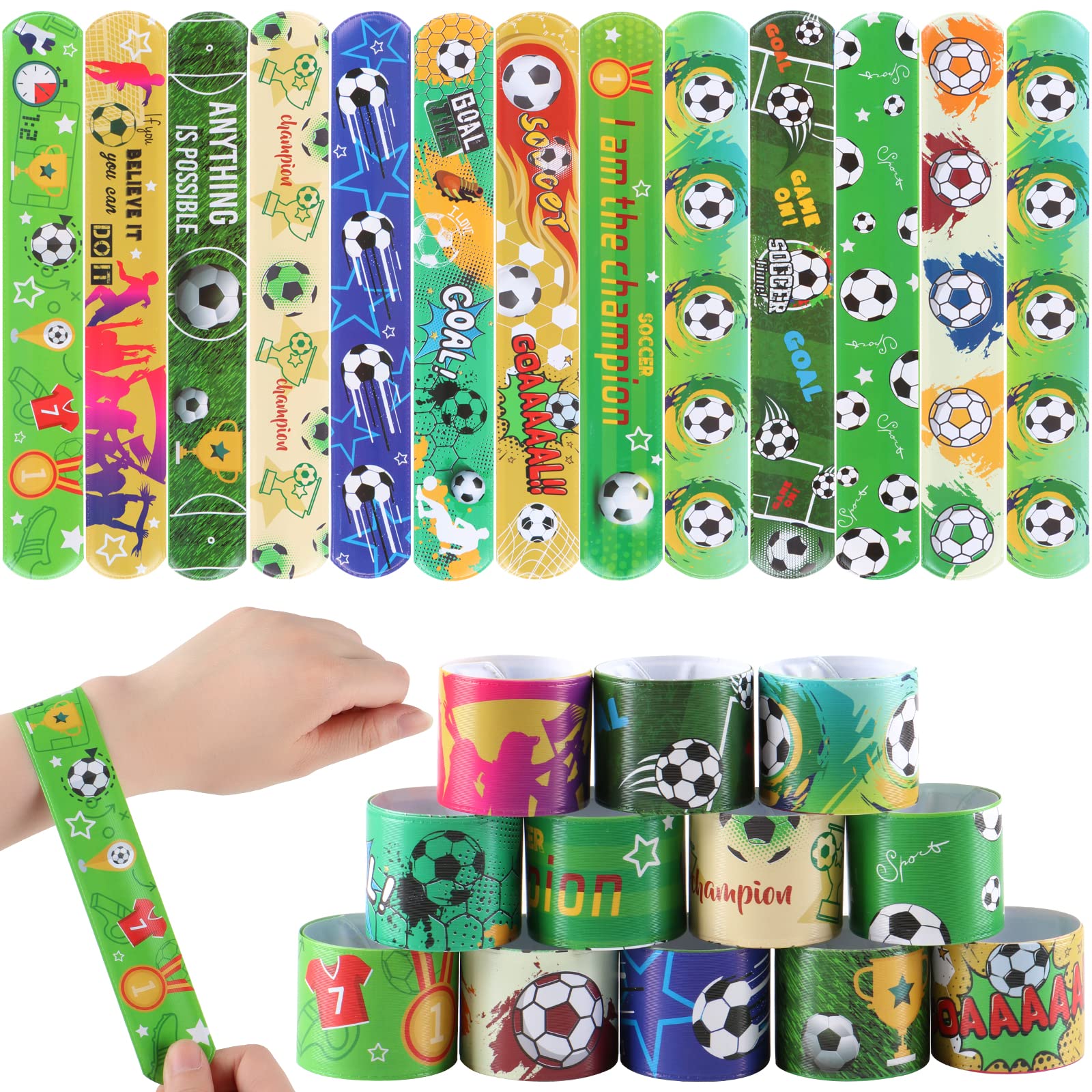 Pulseras De Fútbol Slap: 12 Piezas De PVC Con Interior De Madera, 22x3 Cm, Para Cumpleaños, Piñatas Y Regalos Infantiles