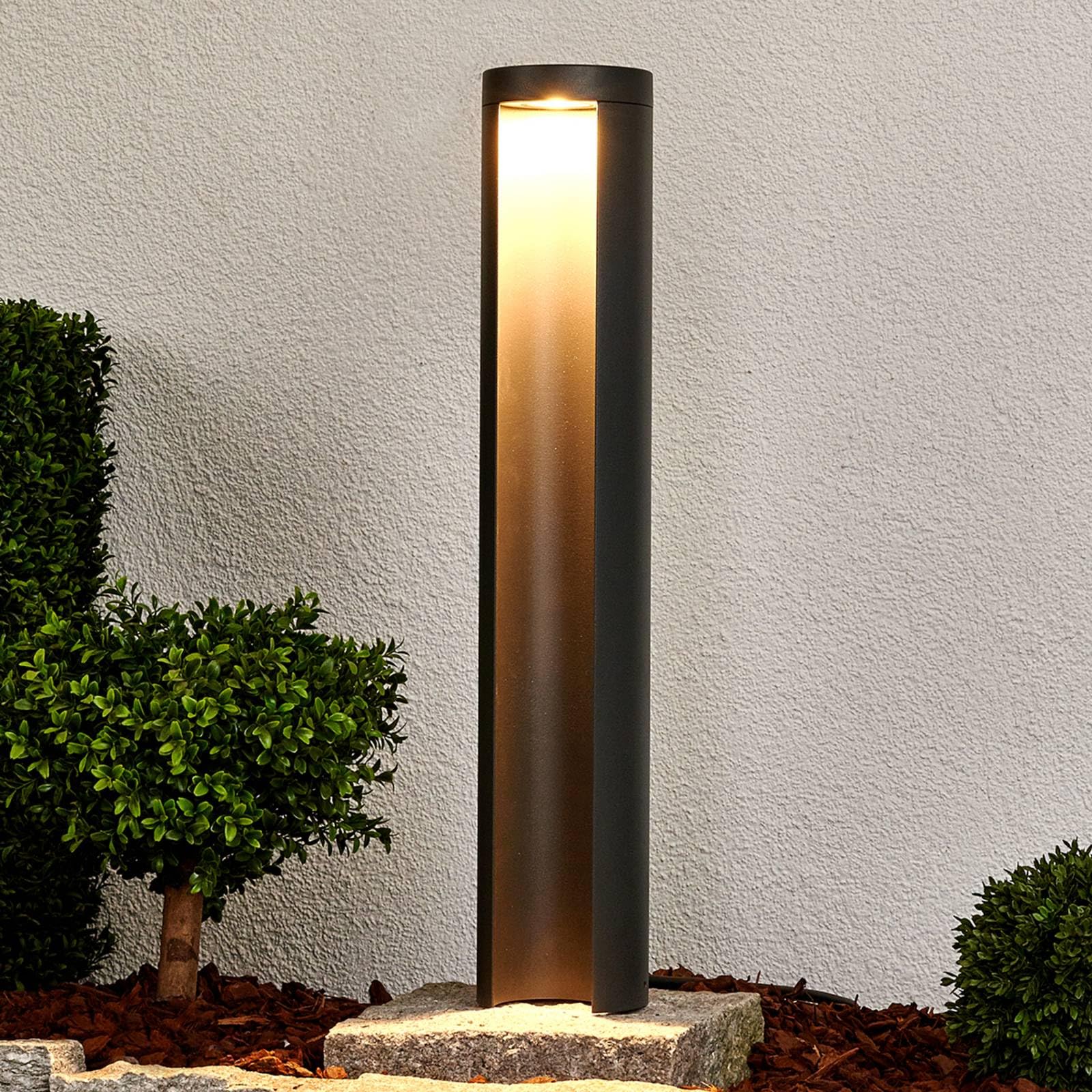 Lucande Lampada LED da esterni (Moderno) colore Grigio, in Alluminio lampadina inclusa lampioncino paletto luminoso lampada viale lampione