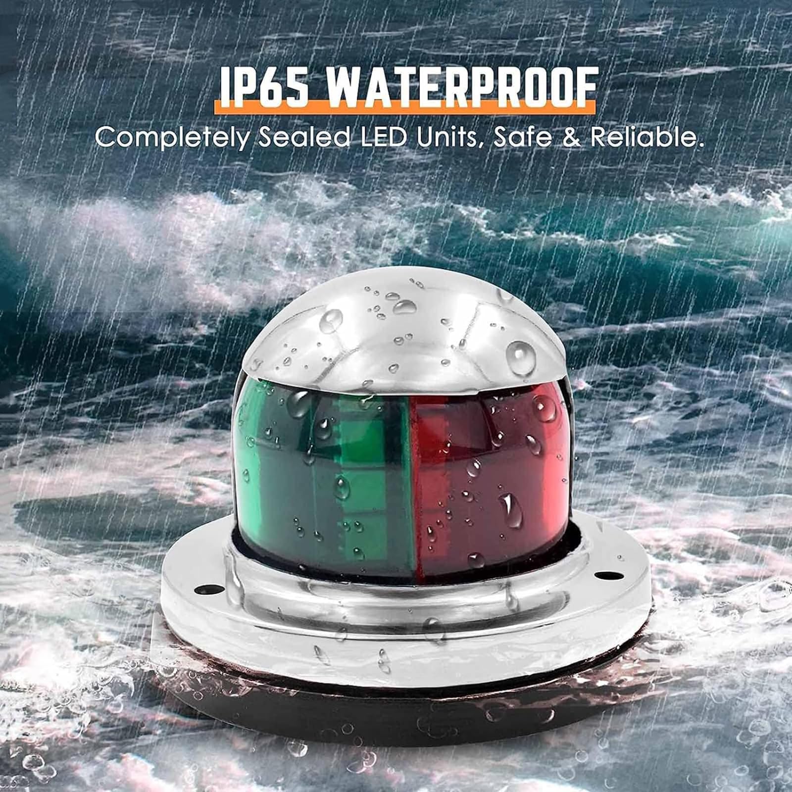 Luce di Ancoraggio della Barca Marina Rosso Verde, Luce di Navigazione della Barca di Prua del LED, Grado Impermeabile IP65 E Gamma Dell'angolo di Illuminazione di 225°, Luce Luminosa