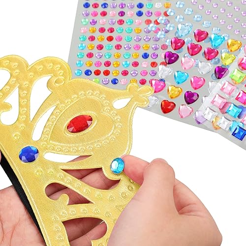 Miniatura 4 de Epakh Juego de 27 coronas de fiesta de princesa, 16 piezas de coronas de princesa con 11 calcomanías de diamante, suministros de fiesta de princesa
