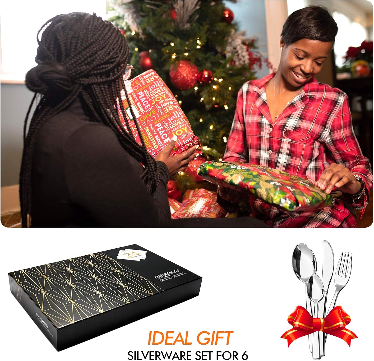 Super Sale 🛒 Silverware Set, HOBO 24-Piece Stainless Steel Flatware Silverware Set with Premium Gift box, Include Knife/Fork/Spoon/Teaspoon Service for 6, Mirror Finish, Smooth Edge Get Discount Offer Silverware Set, HOBO 24-Piece Stainless Steel Flatware Silverware Set with Premium Gift box, Include Knife/Fork/Spoon/Teaspoon Service for 6, Mirror Finish, Smooth Edge