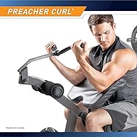 Vista 6 de Marcy Olympic Workout Bench for Home Gym Strength Training Equipment with Preacher Curl Pad and Weight Rack Storage, White/Black