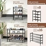 4-Tier Rack de chaussures extensible, organisateur de rangement réglable de la plate-forme de chaussures Rack debout sans métal lourd pour porte d'entrée