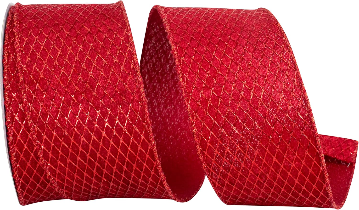 Reliant Ribbon メッシュ ベルベット スカーレット オーバーレイ メタリック 有線エッジ リボン