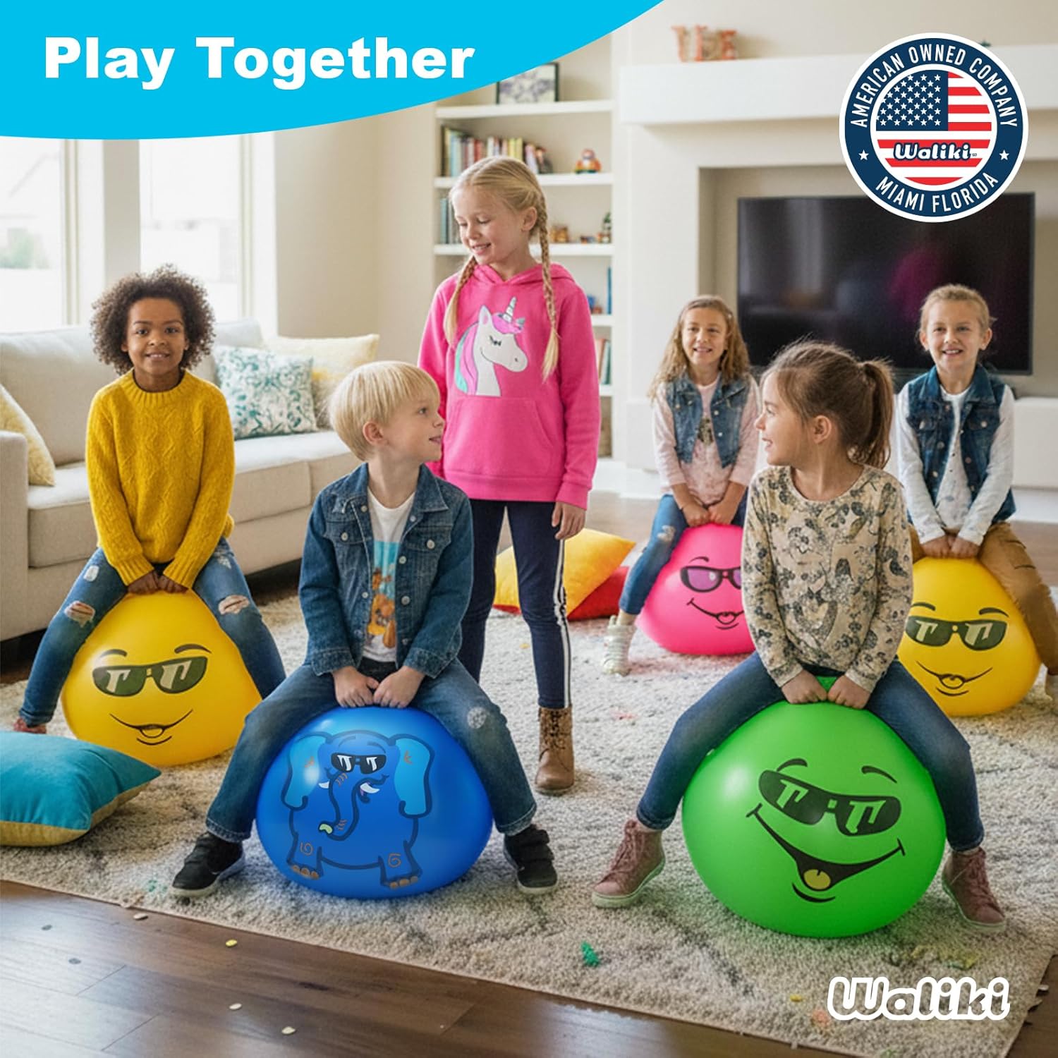 WALIKI Hopper Ball Toy for Girls 3 4 5 or 6 Years Old | Hippity Hop Ball | Jumping Hopping Ball | Cool Birthday Gift | Pink | 18"