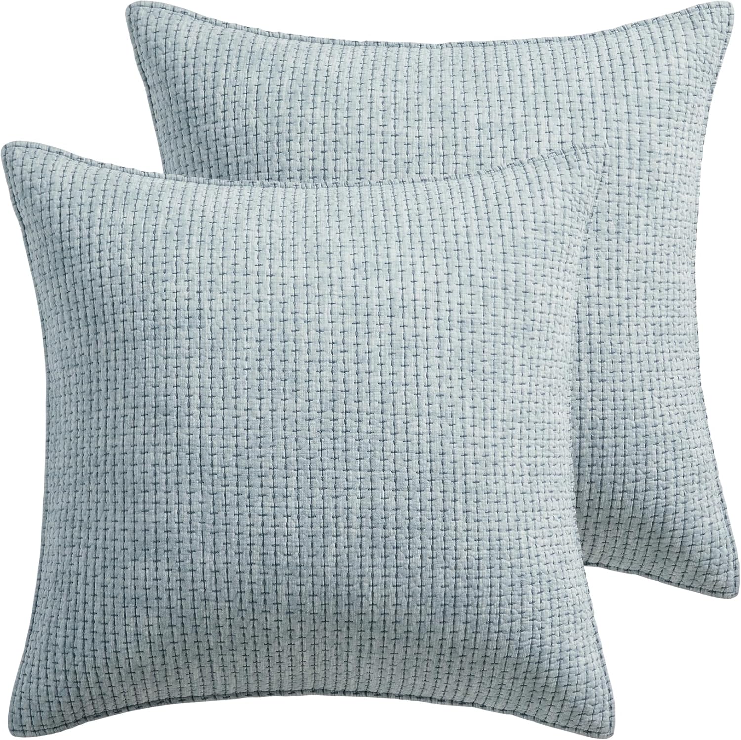 Levtex Home - Pick-Stitch Artisan Natural Euro Sham Set of 2-26x26in - Textured - Cotton - Inserts Not Included