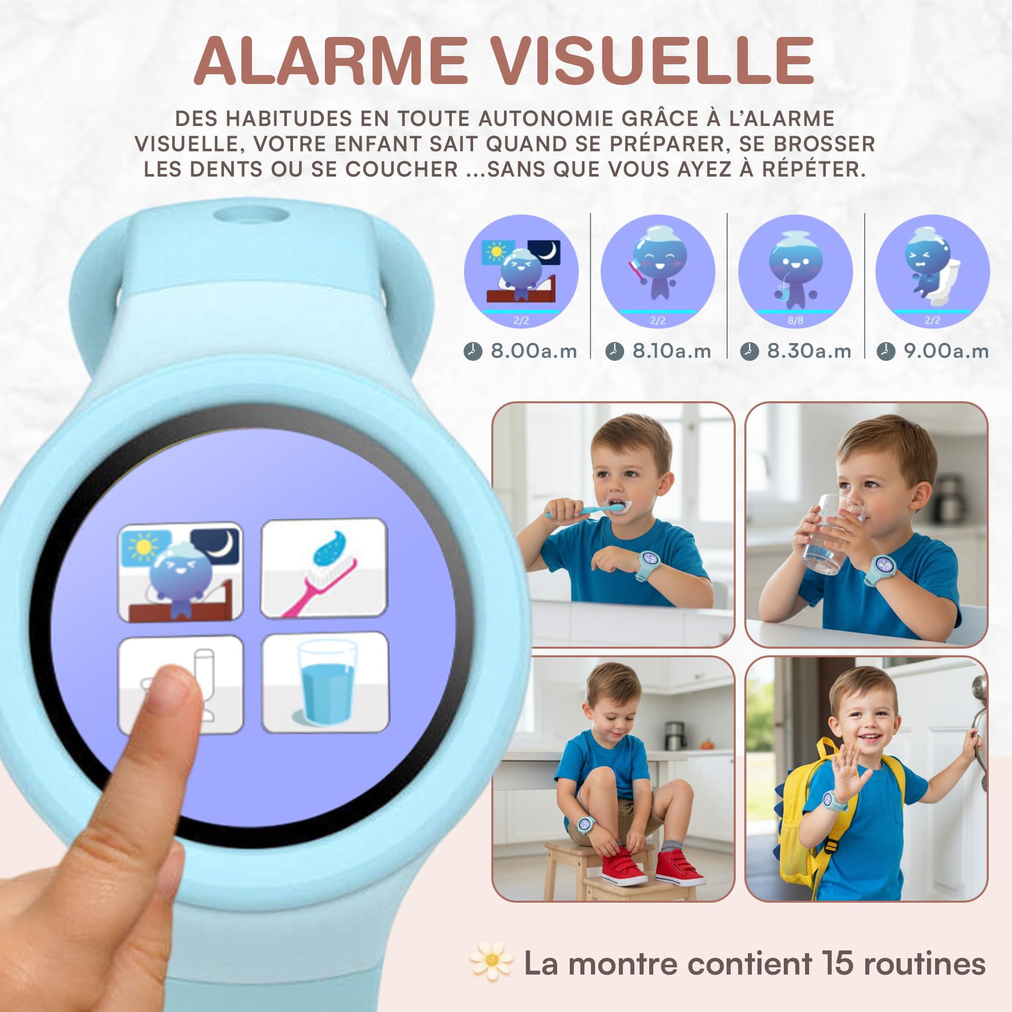 Montre Enfant Fille ou Garcon, Montre educative, Montre Parlante – Apprendre l’Heure Facilement – Jeux éducatifs – Alarmes routines – Keylearn Watch