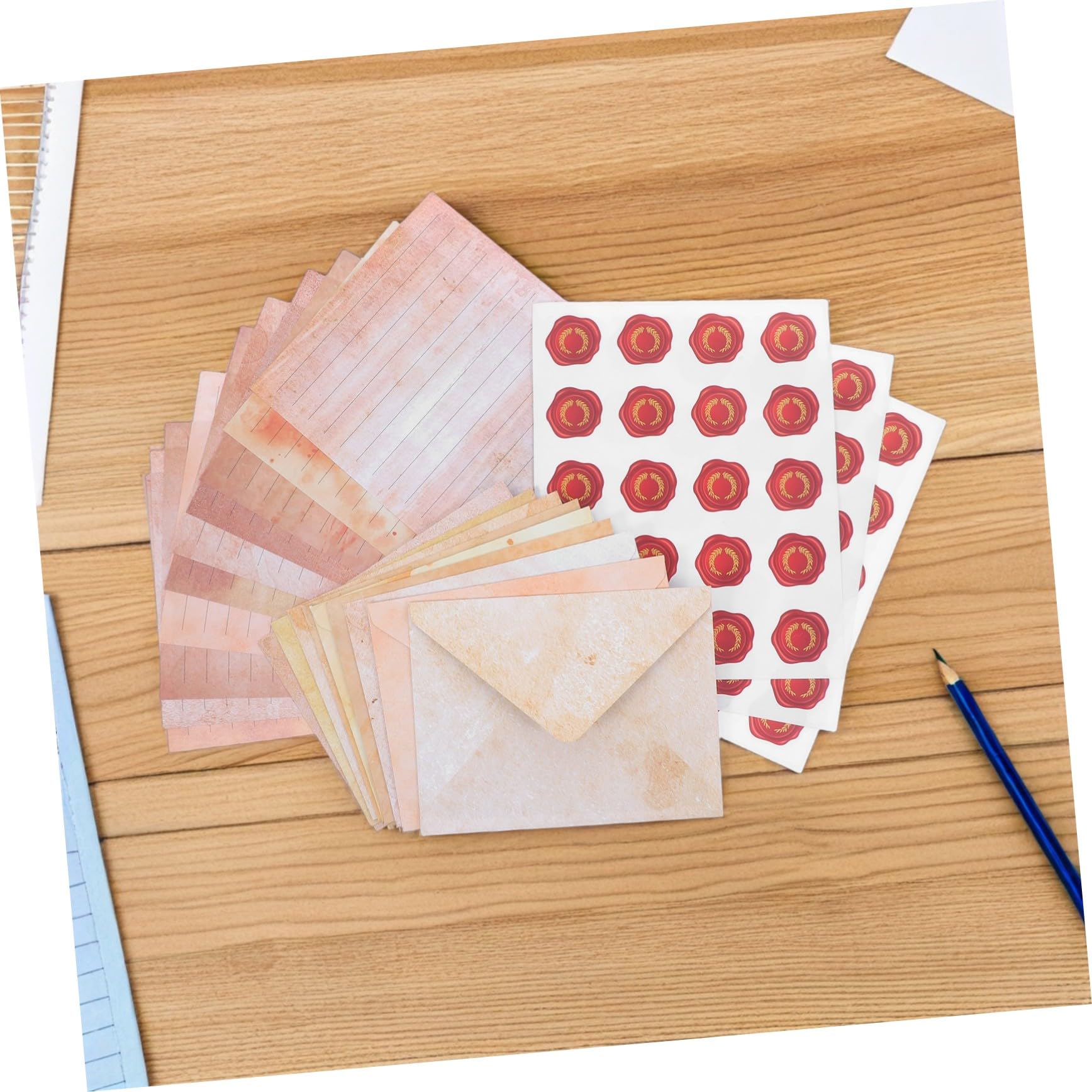 Vintage Briefpapier 100 Satz Papier mit Aufklebern für Handgeschriebene
