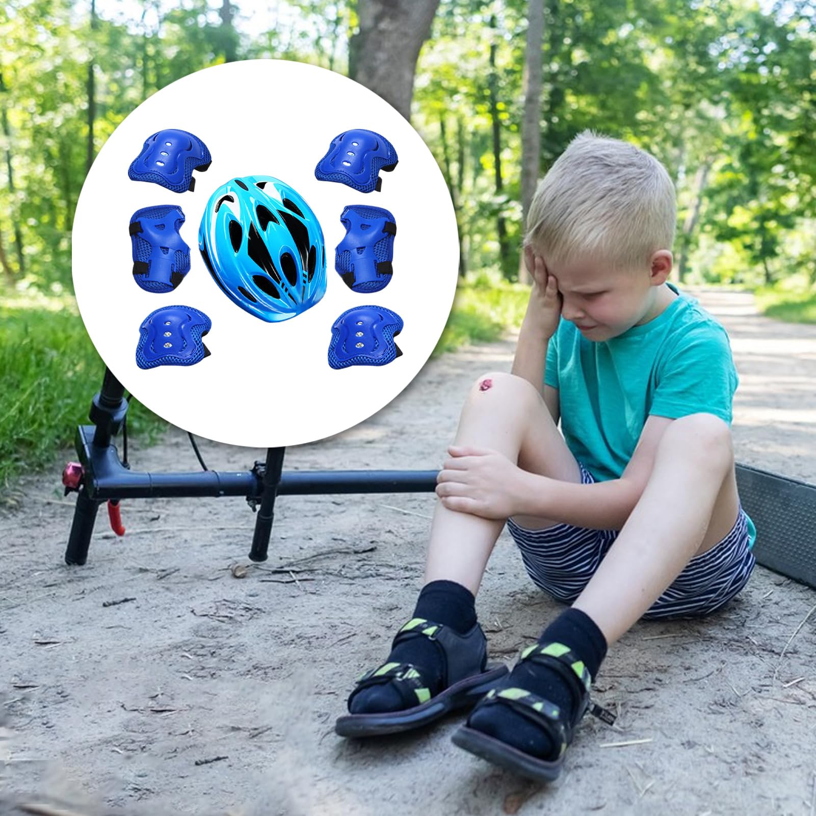 Ensemble De Casques pour Casques, Protège-Coudes, Protège-Genoux Et | Équipement de Protection Anti-Choc pour Vélo, Trottinette et Roller