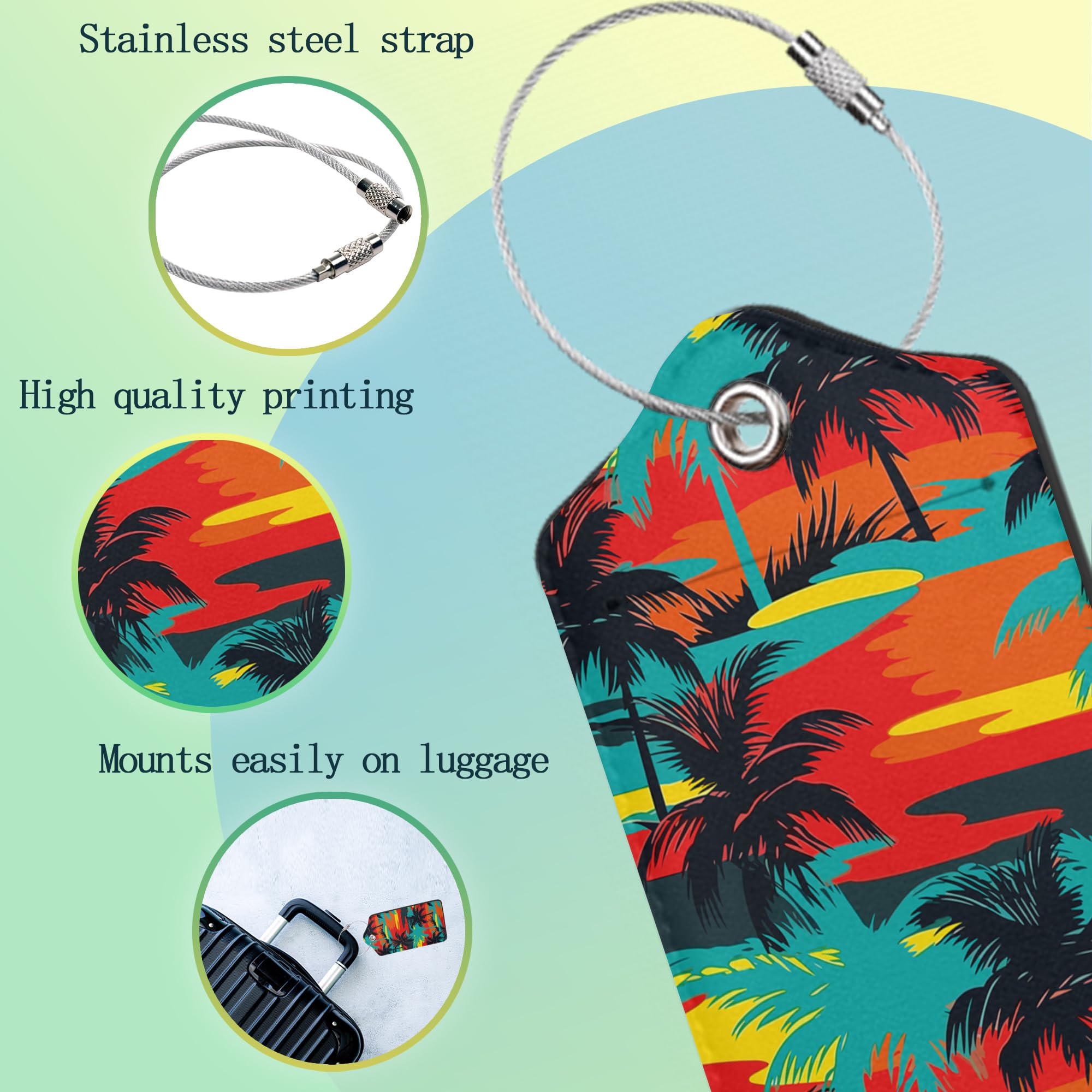 Lot De 2 étiquettes à Bagages En Cuir Motif Palmier Hawaïen Avec