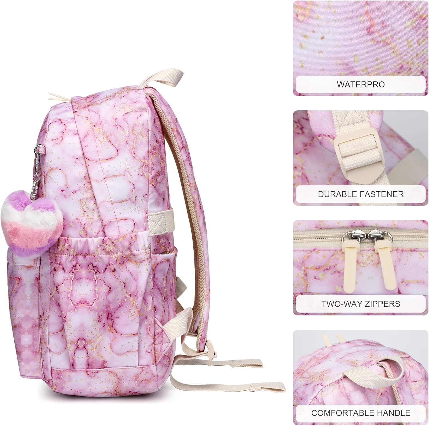 Waterproof School Backpack 30L-Large Lightweight Bookbag for Kids Teens 6-18,Durable Travel Pack with Adjustable Straps Daily Use(Purple) - Image 3