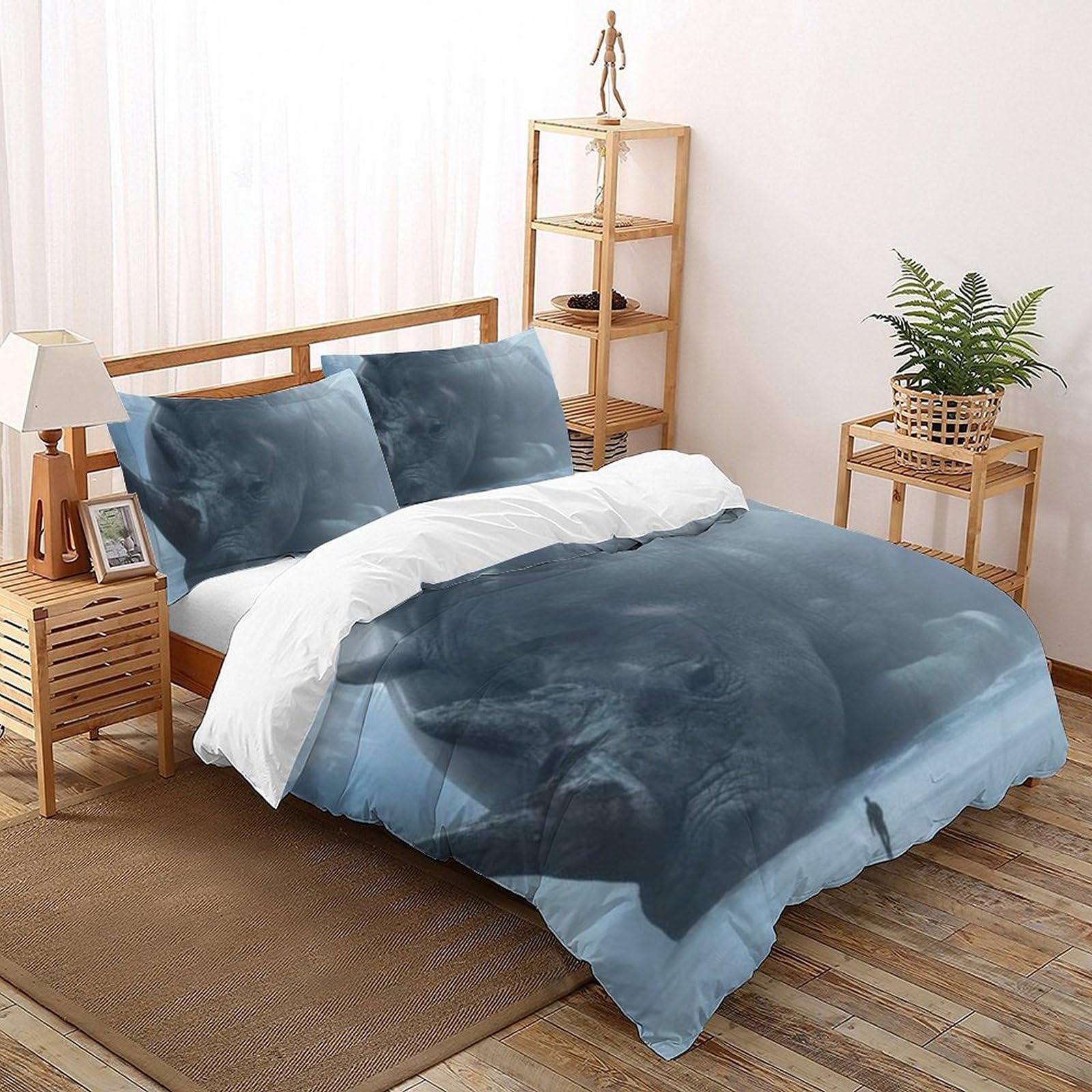 Housse de couette rhinocéros microfibre 260x220 pour éviter la couette qui glisse