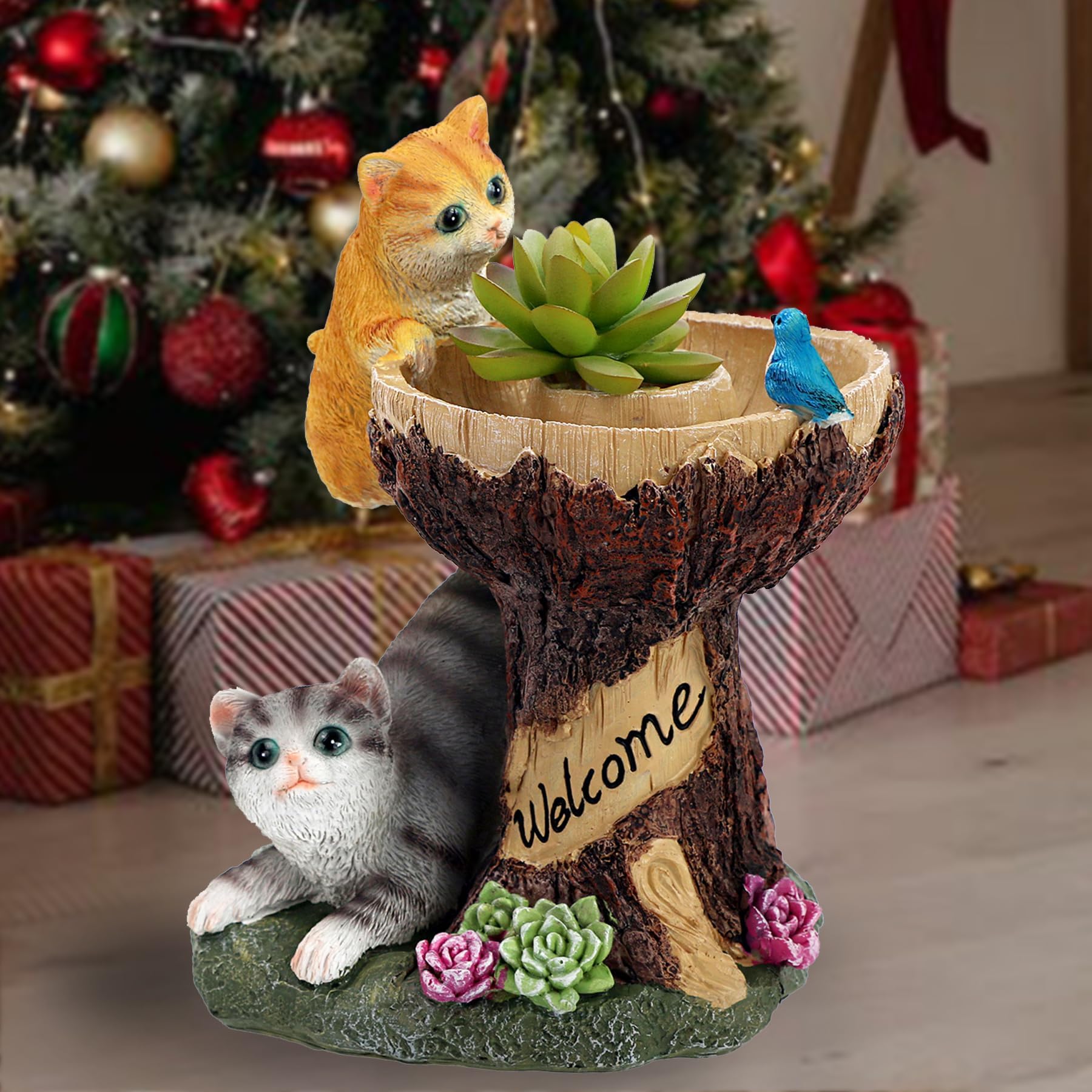 ZOYDP Solar Powered Cat Garden Ornament, Cat Solar Lights Outdoor