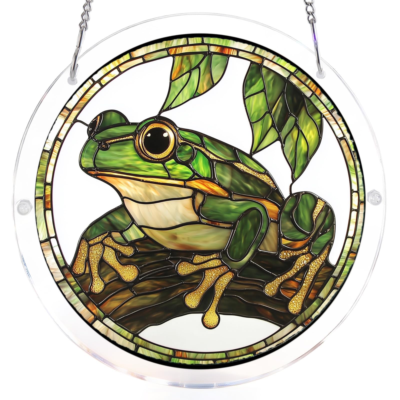 Suncatcher Puzzle, 7.5 IN Acrylic Sun Catcher Kit for Window Hanging, DIY Jigsaw Puzzle for Adults, Colorful Sunrise, for Garden Door and Window Décor A 29 Frog