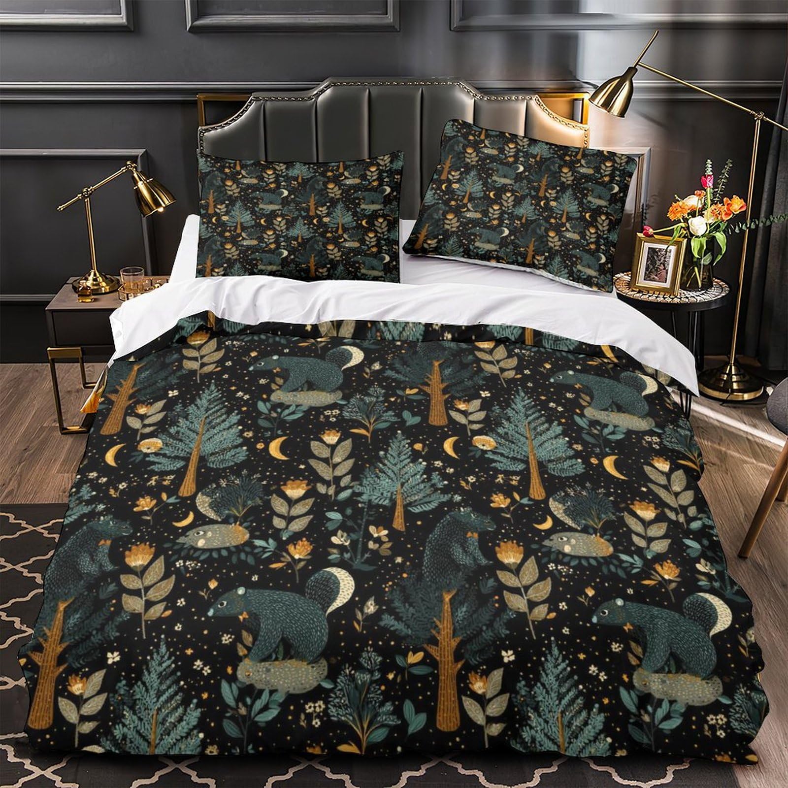 Linge de lit forêt enchantée 220x240cm pour une chambre de couple cocooning