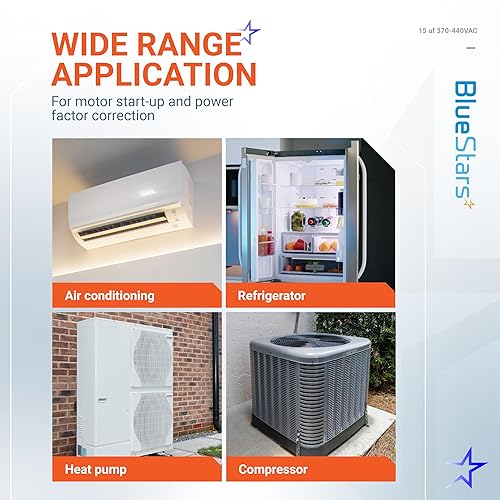 Miniatura 9 de BlueStars Condensador de arranque ovalado ultra duradero de 15 uf/MFD 370-440V CBB65 – Reemplazo para aire acondicionado de motor de CA, condensador