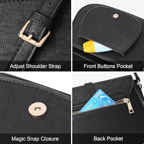 Miniatura 4 de CLUCI Bolso cruzado para mujer, bolso cruzado de cuero vegano para mujer, bolsos cruzados, bolsos pequeños de hombro con 2 correas ajustables