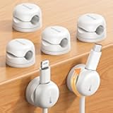 Lamicall 6Pack Rotatable Cord Organizer Cable Clips - [1s Lock] Spring Cord Holder, Desk Phone Charger Cable Management, Wire Keeper for Nightstand, Office Accessories & Christmas Home Organizers