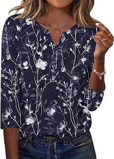 3/4 Length Sleeve Womens Tops Casual Dressy Summer Blouses Buisness Work Spring Tee Shirts