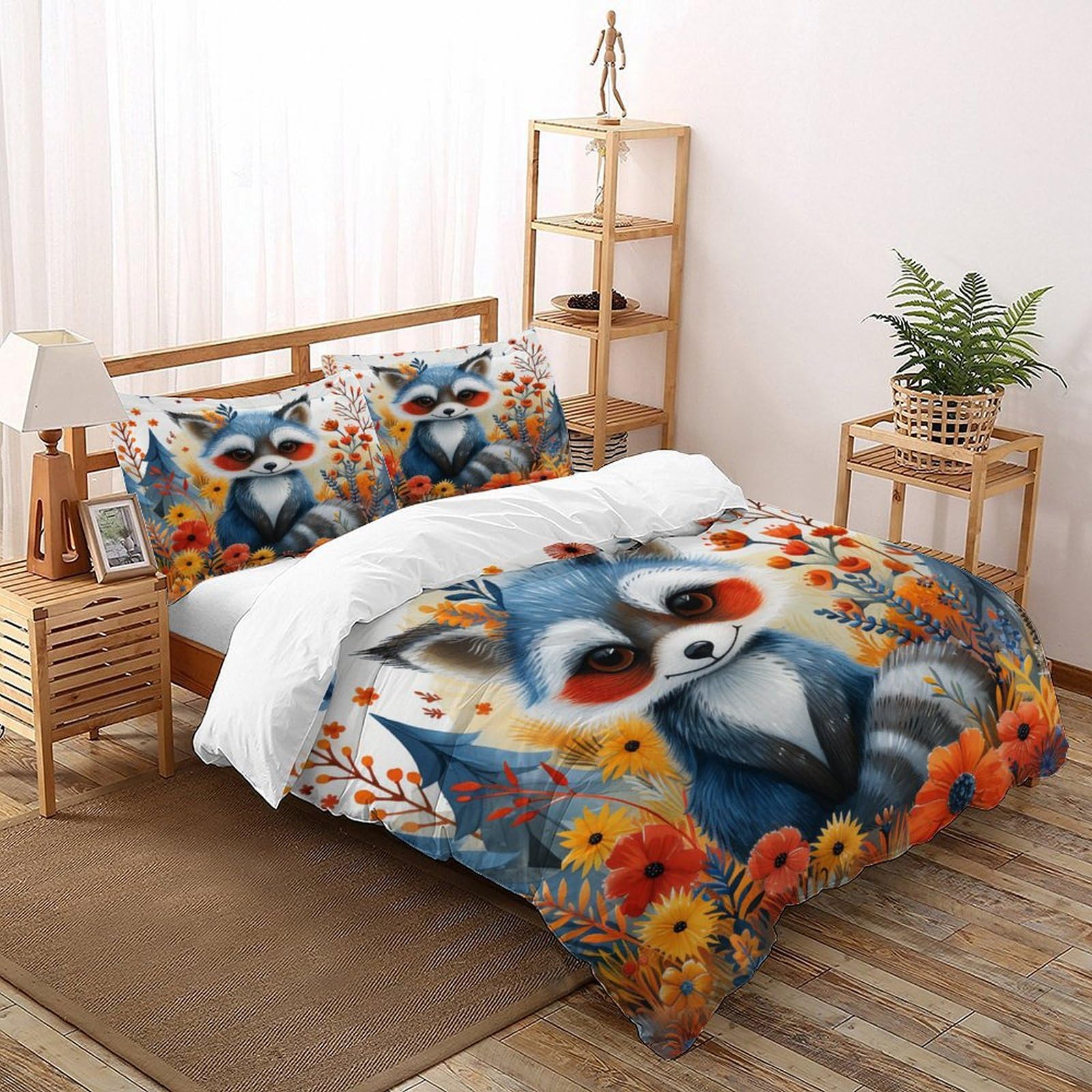 Housse de couette Cartoon Animals Little Bear 200x200cm en microfibre douce et zippée