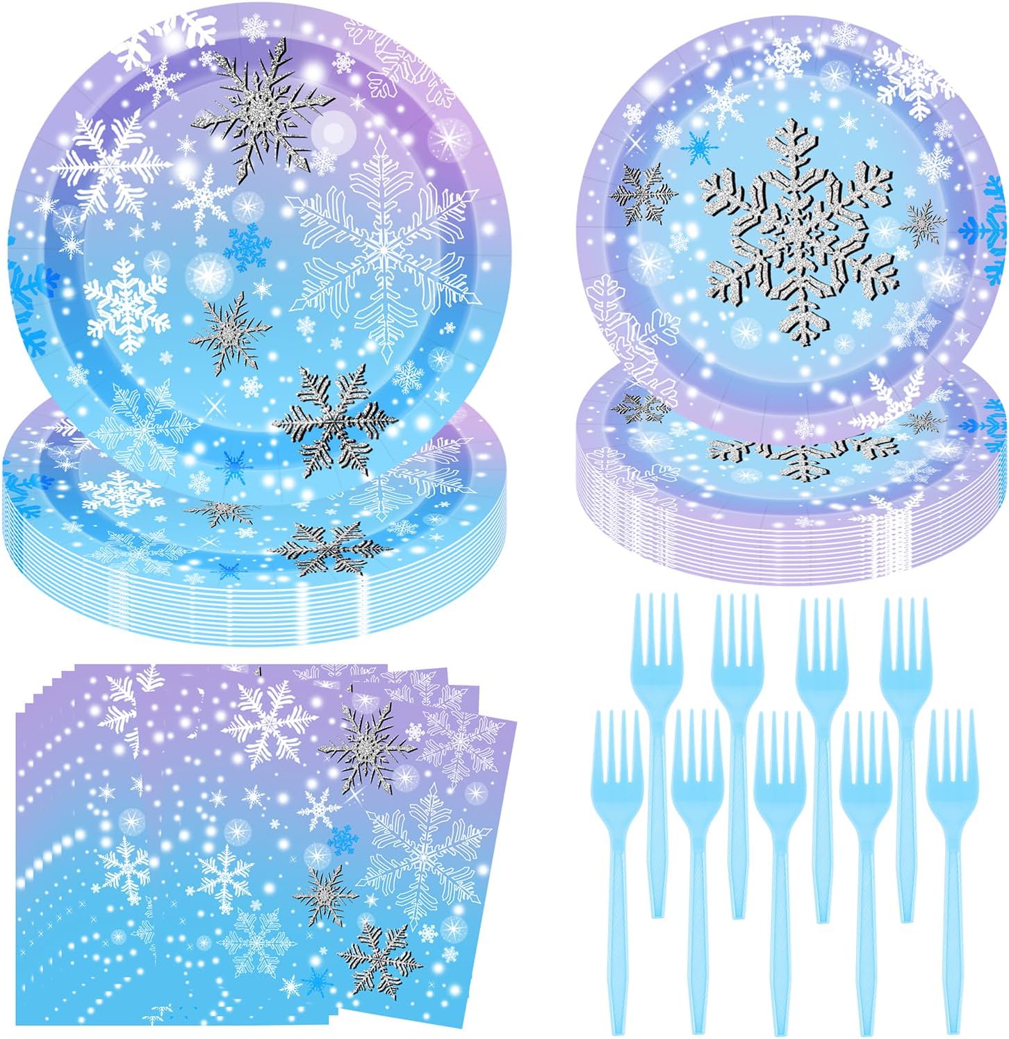 Winter Snowflake Birthday Party Supplies 96 PCS Christmas