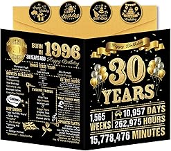 Benjia 30th Birthday Greeting Cards for Men Women, Born in 1996 UK Bday Card with Envelope, 30 Years Old Funny Birthdays Gift Card for Him Her Birthday Decoration Party Supply, Black Gold 20x25 cm