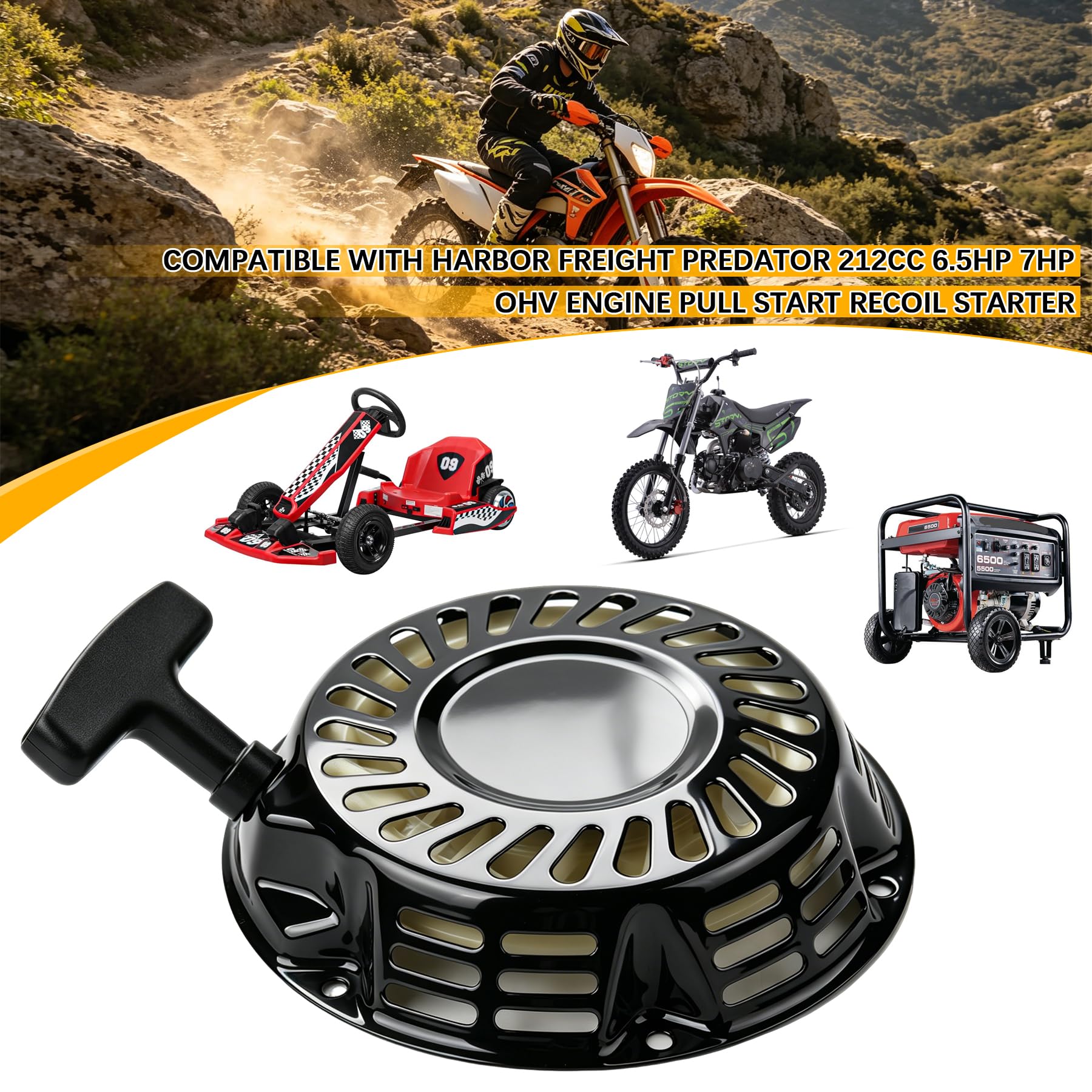 Cubierta de arranque para Harbor Freight-Predator Rato 212cc 6.5HP 7HP OHV Motor Go Kart Pit Bike Generador cortacésped