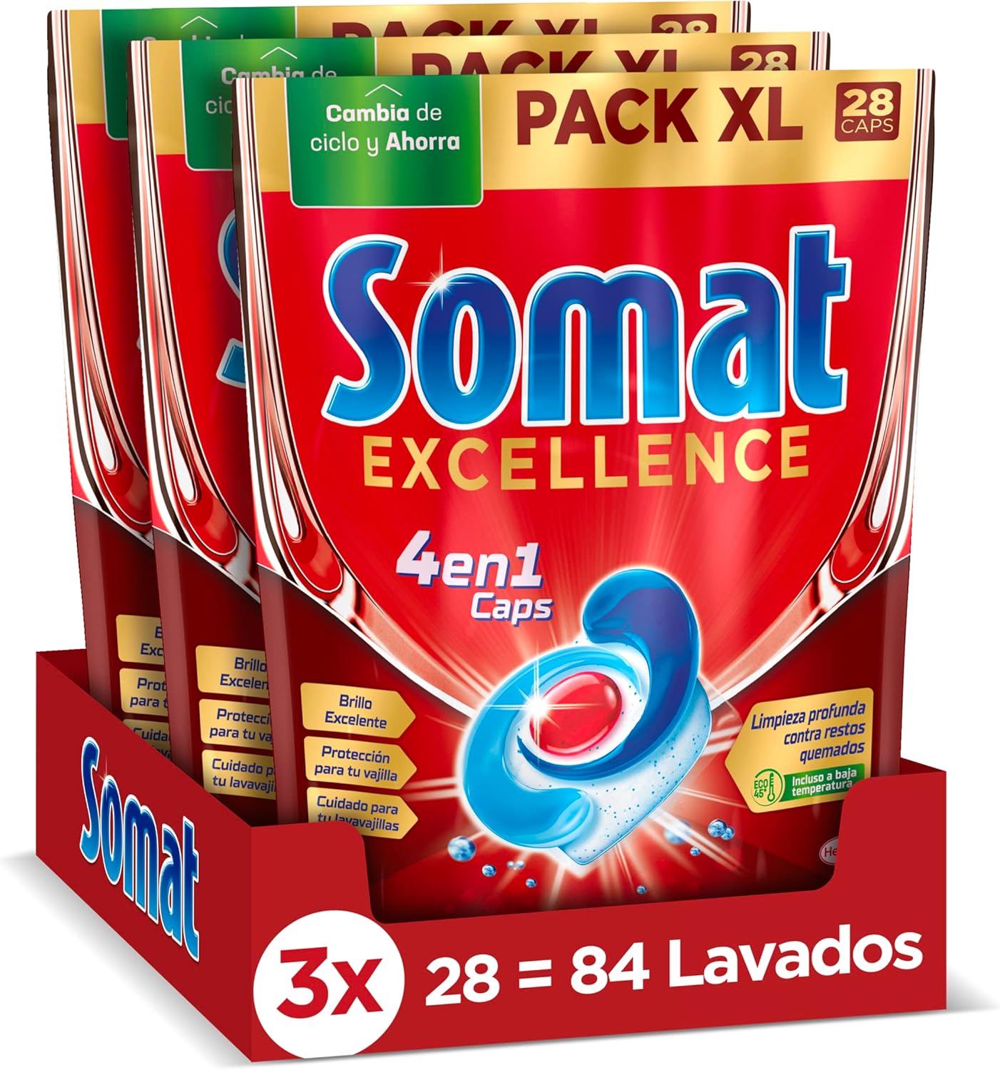 84 cápsulas de lavavajillas Somat Excellence 4 en 1 por 32,07€