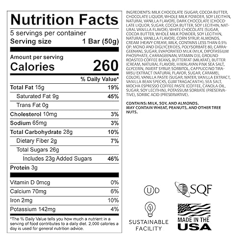 Miniatura 5 de Astor Chocolate MoodiBars - Caja de regalo de 5 variedades, surtido de leche y chocolate amargo de almendras, relleno de caramelo, expreso, café con