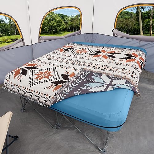 Miniatura 9 de KAMPKEEPER Cuna de campamento, cama plegable para acampar con colchón inflable y bolsa de transporte, para viajes al aire libre, campamento y