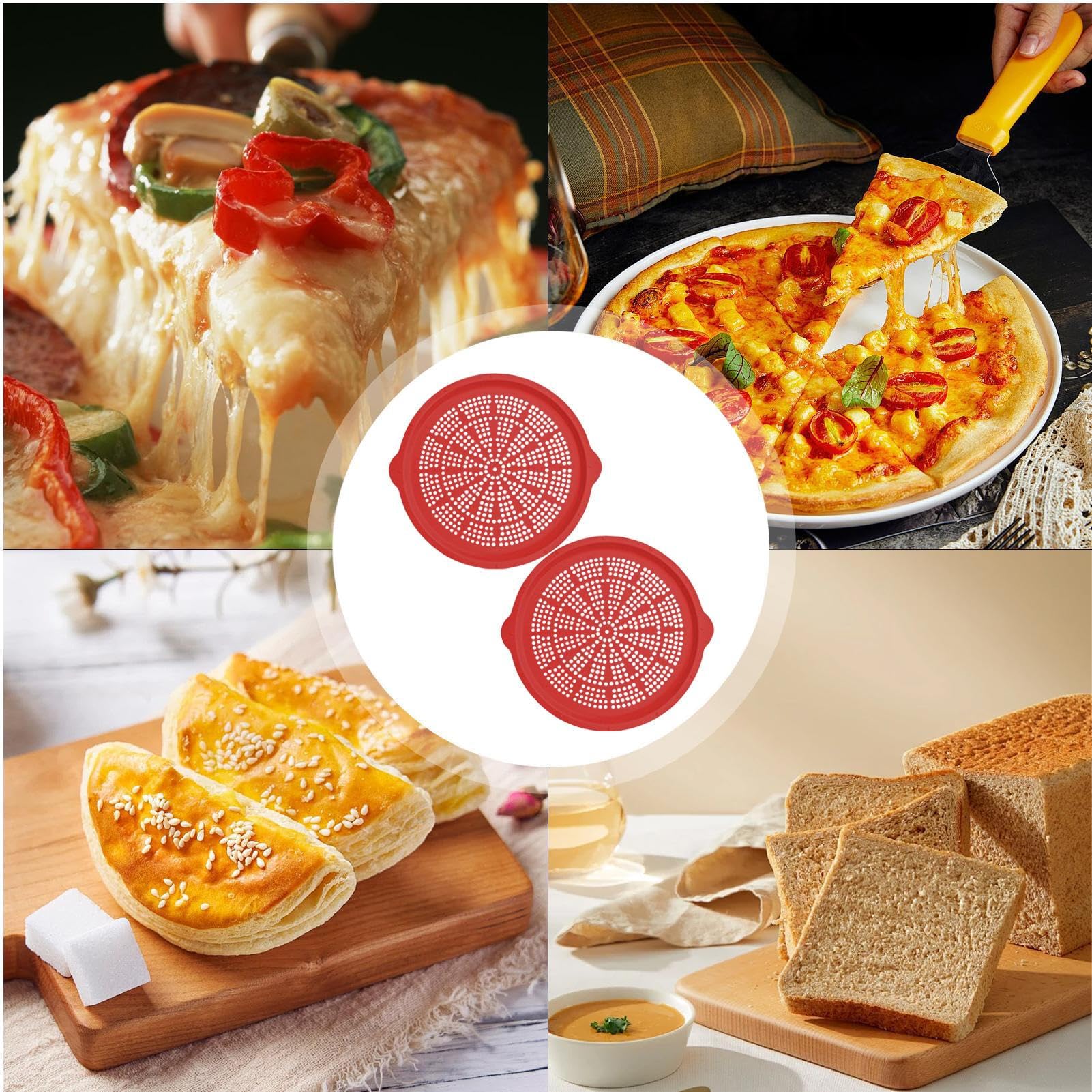 Bandeja para pizza, sartén antiadherente para pizza con agujeros