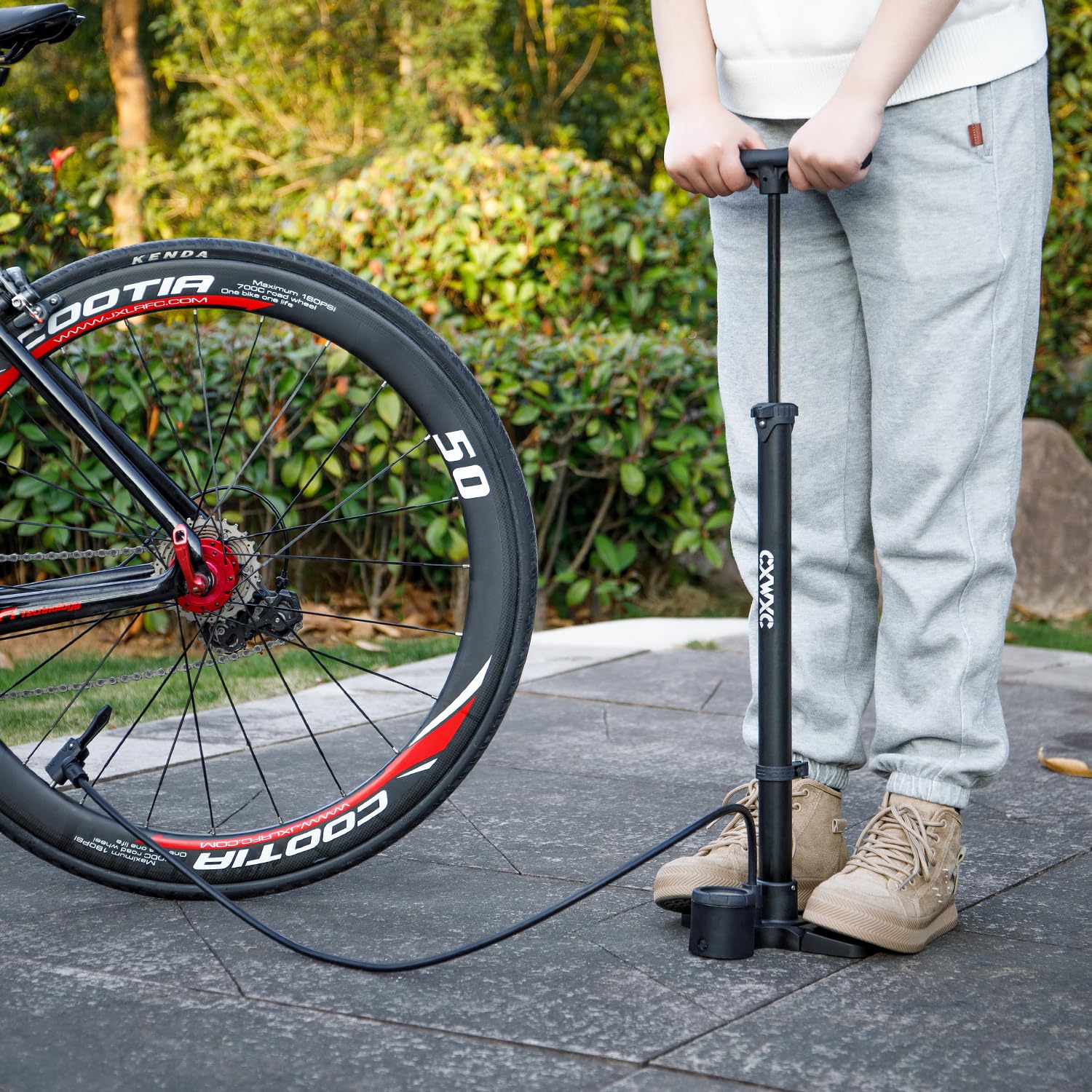 クロスバイク   空気入れ付き Amazon | CXWXC 自転車 空気入れ 仏式/英式/米式 全バルブ対応 ゲージ