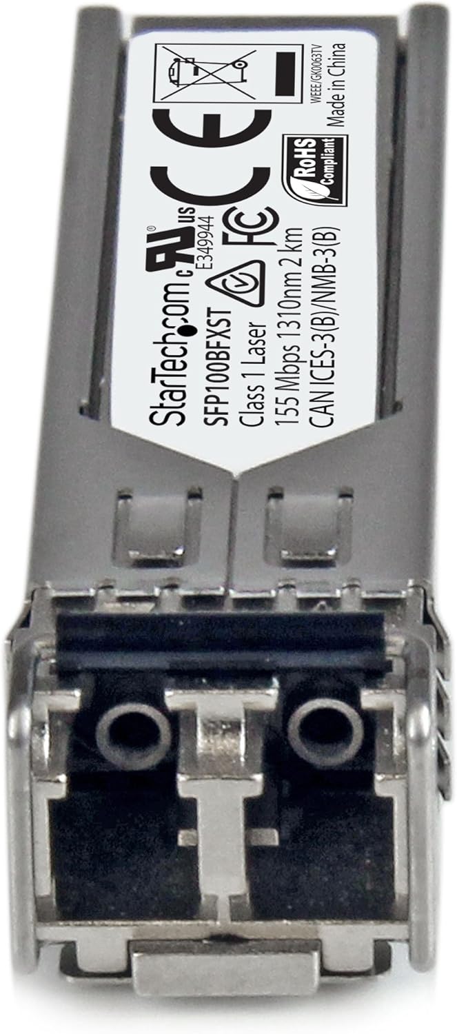 StarTech.com MSA Uncoded Compatible SFP Module - 100BASE-FX - 100MbE Multi Mode Fiber (MMF) Optic Transceiver - 100Mb Ethernet SFP - LC 2km - 1310nm - DDM (SFP100BFXST)
