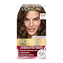 L\'Oreal Paris Excellence Crme Permanent Hair Dye, Triple Care Hair Color with Pro-Keratine Complex for 100% Gray Hair Coverage, 5AB Mocha Ash Brown, 1 Kit