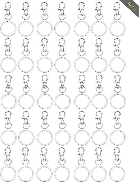Lobster Clasp and Key Rings 70 pcs Metal Lobster Claw Clasps Trigger Clips Swivel Lanyard Snap Hooks with Key Chain Rings for Crafts